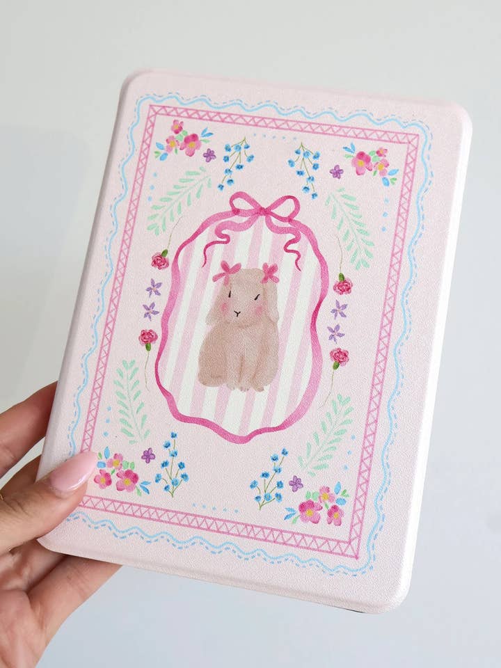 Handgezeichnete Hasen-Kindle-Hülle für den Großhandel von Books With Jess