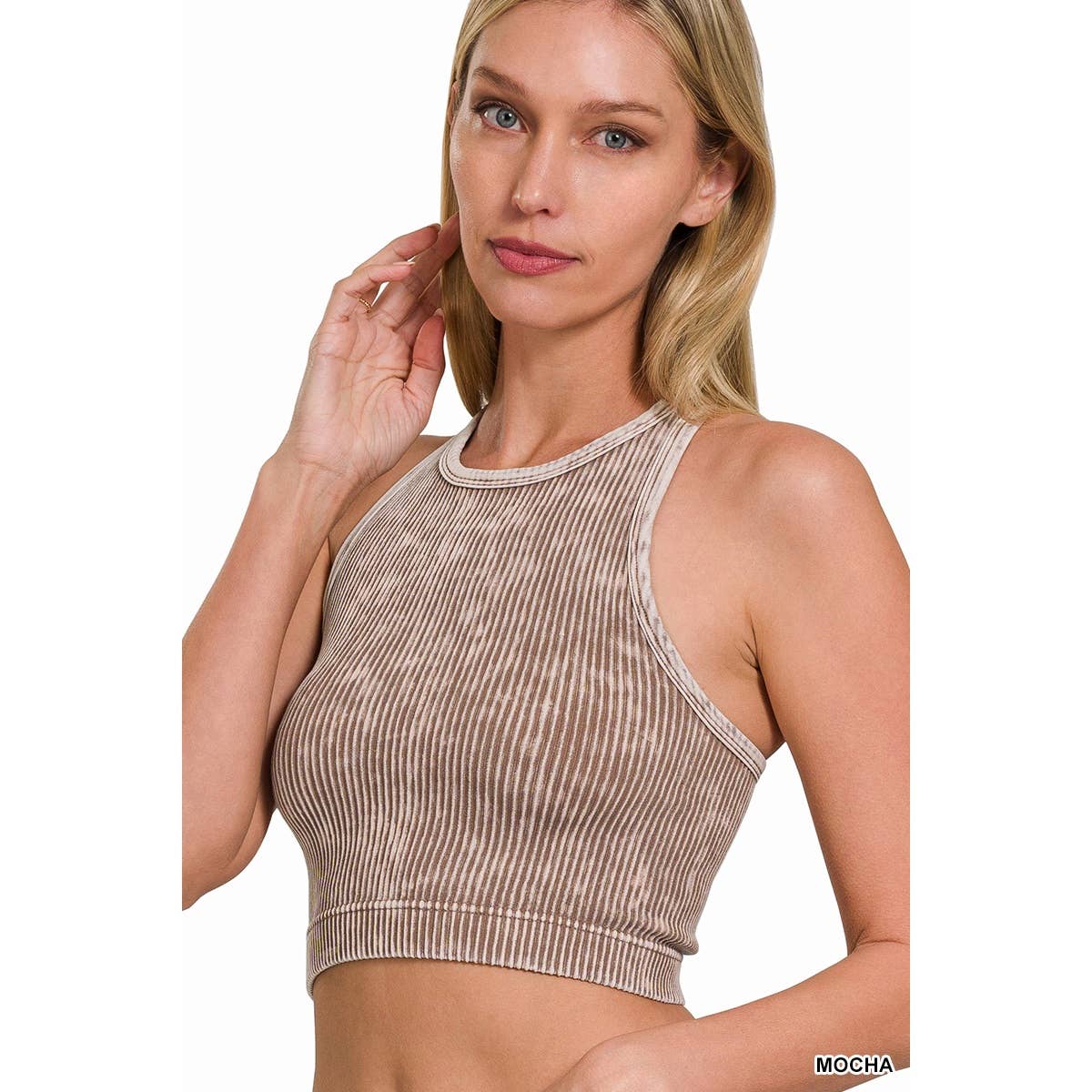 Apolline - Vente Débardeur – femme - HAUT COURT CÔTELÉ DÉLAVÉ SANS COUTURES À DOS NAGEUR12