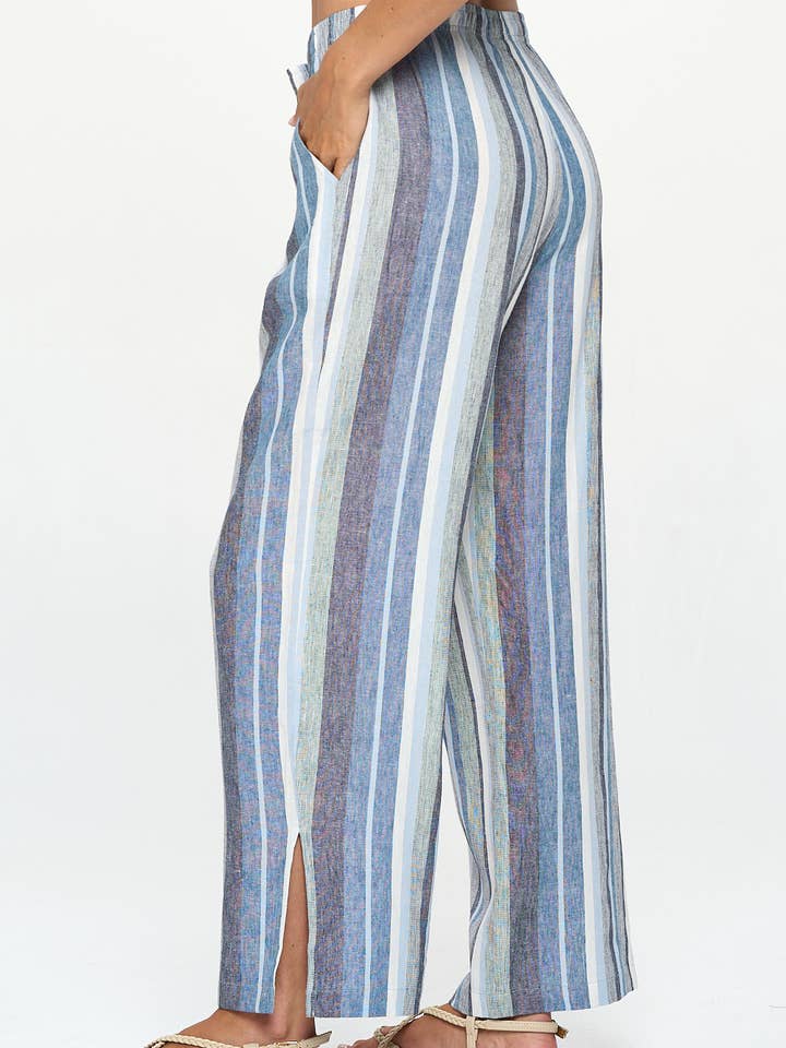 Focus Fashion - Wholesale Pants - Women's - Linen Rayon Stripe Pants0