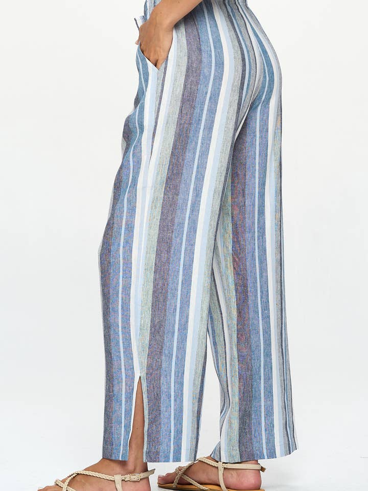 Linen Rayon Stripe Pants for wholesale by Focus Fashion