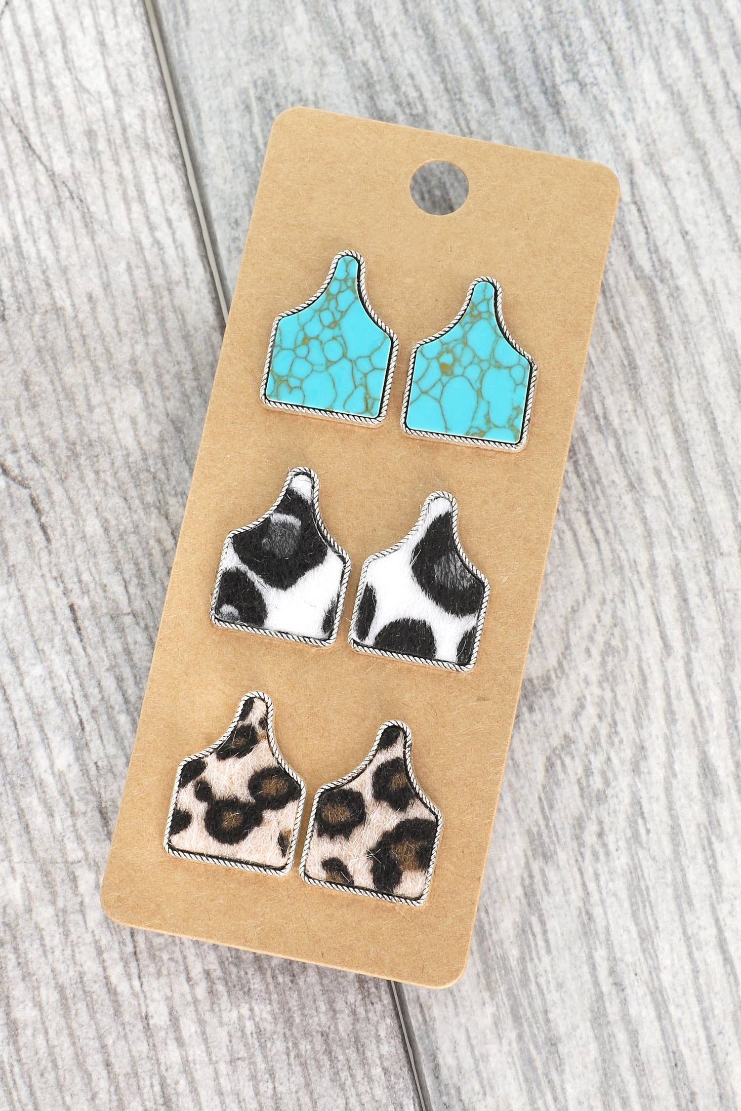 Crazy Heifers Leather Cow Tag Earrings - Millbrook Tack