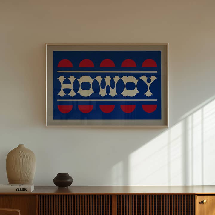 Tejas Country Club - Wholesale Art Print - Blue and Red Howdy Home Decor Art Print