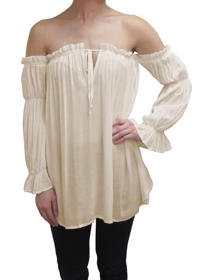 Anna Kaci Wholesale - Wholesale Blouse - Women's - Semi Sheer Boho Peasant Off the Shoulder Top15