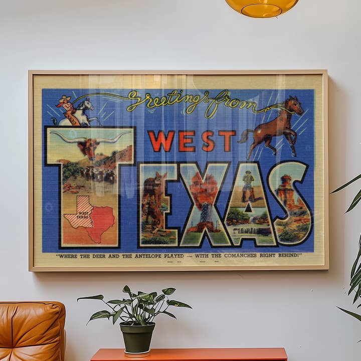 West Texas Vintage Postcard Print for wholesale by Tejas Country Club