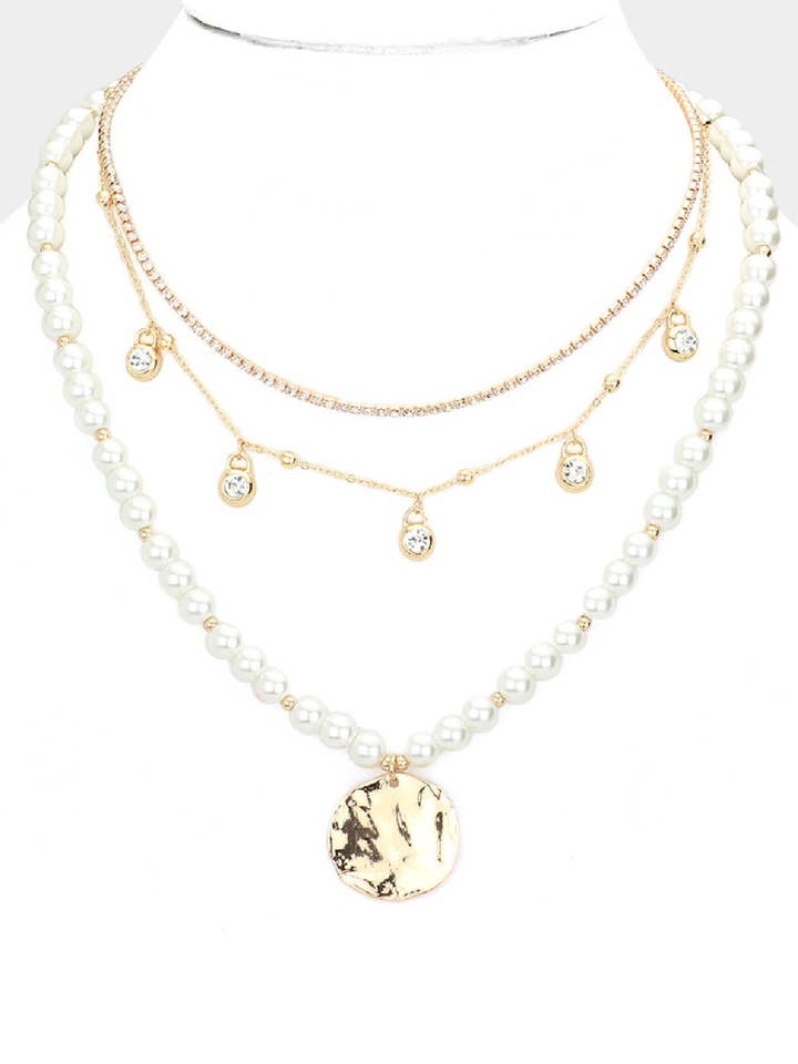 Pärla och Crystal 3 lager halsband för wholesale av Embellish Your Life