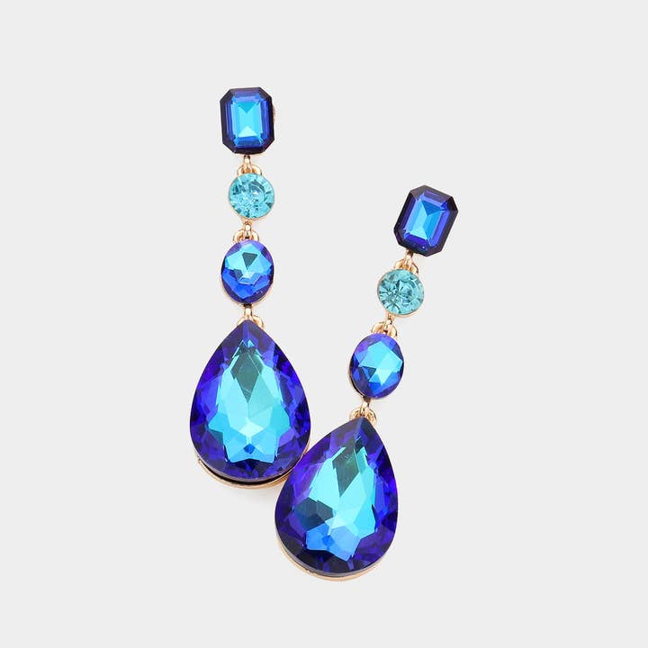 Sensibling Corp. - Wholesale Dangle Earrings - Teardrop Crystal Stone Accented Evening Earrings