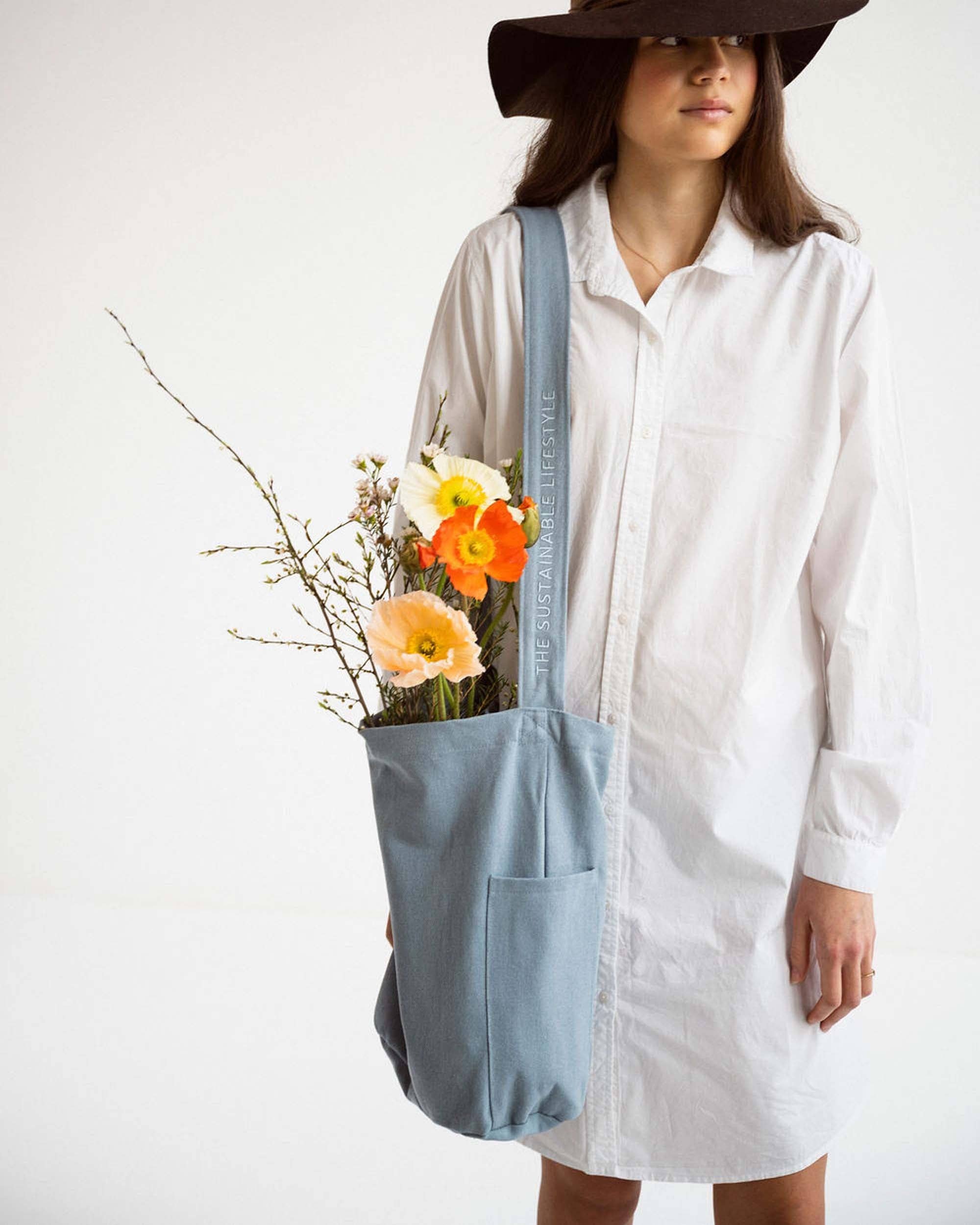 Tintok - Wholesale Crossbody Bag - Unisex - Mira Canvas Bag - Ashley Blue 100% organic cotton1