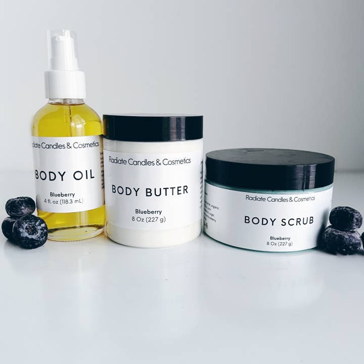 Sweet & Soft (Blueberry Body Bundle) for wholesale by Radiate Candles & Cosmetics