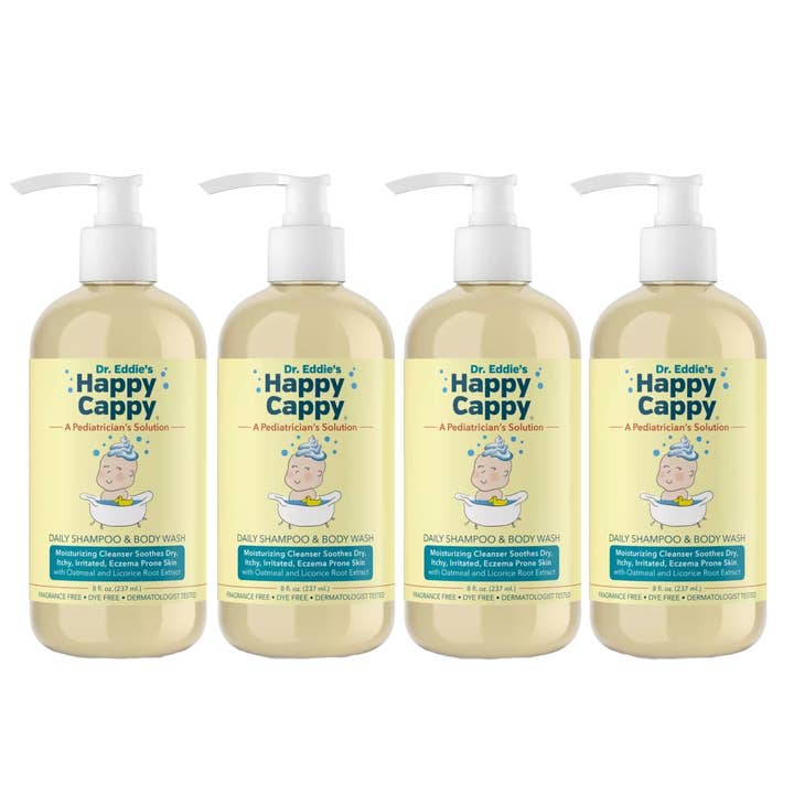 Happy Cappy - Wholesale Hair Shampoo - Kids & Baby - Happy Cappy Eczema Daily Shampoo, Face, and Body Wash (qty4)