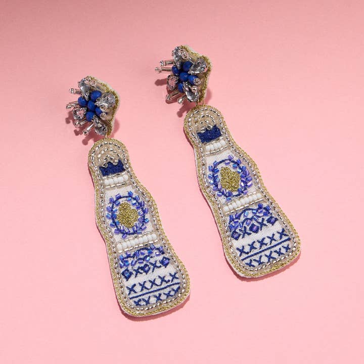 Beaded Tequila Bottle Earrings – Fun Statement Jewelry for wholesale by Frem