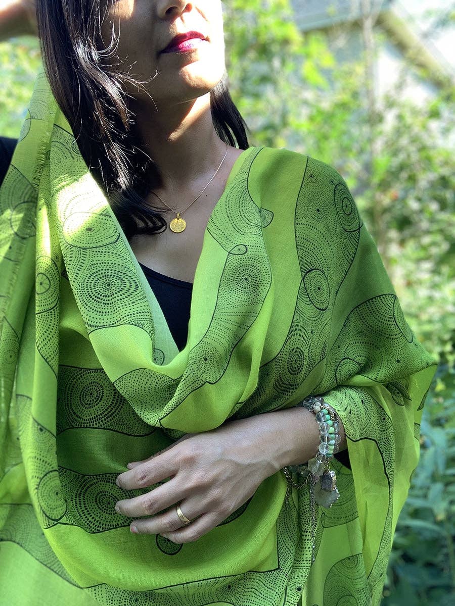 LOVELEEN®️ - Wholesale Scarf - Women's - 'Shining star of the Infinite galaxy' scarf (lime green)3