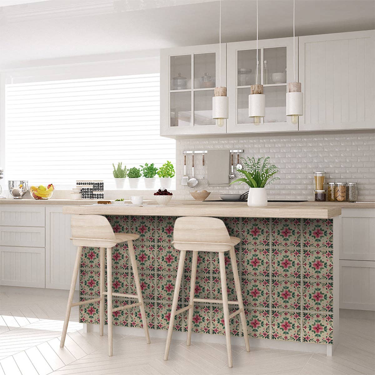 Mi Alma LLC - Wholesale Wall Tile - Floral Vintage Colorful Retro Design Multicolor beautiful backsplash Model - L8011