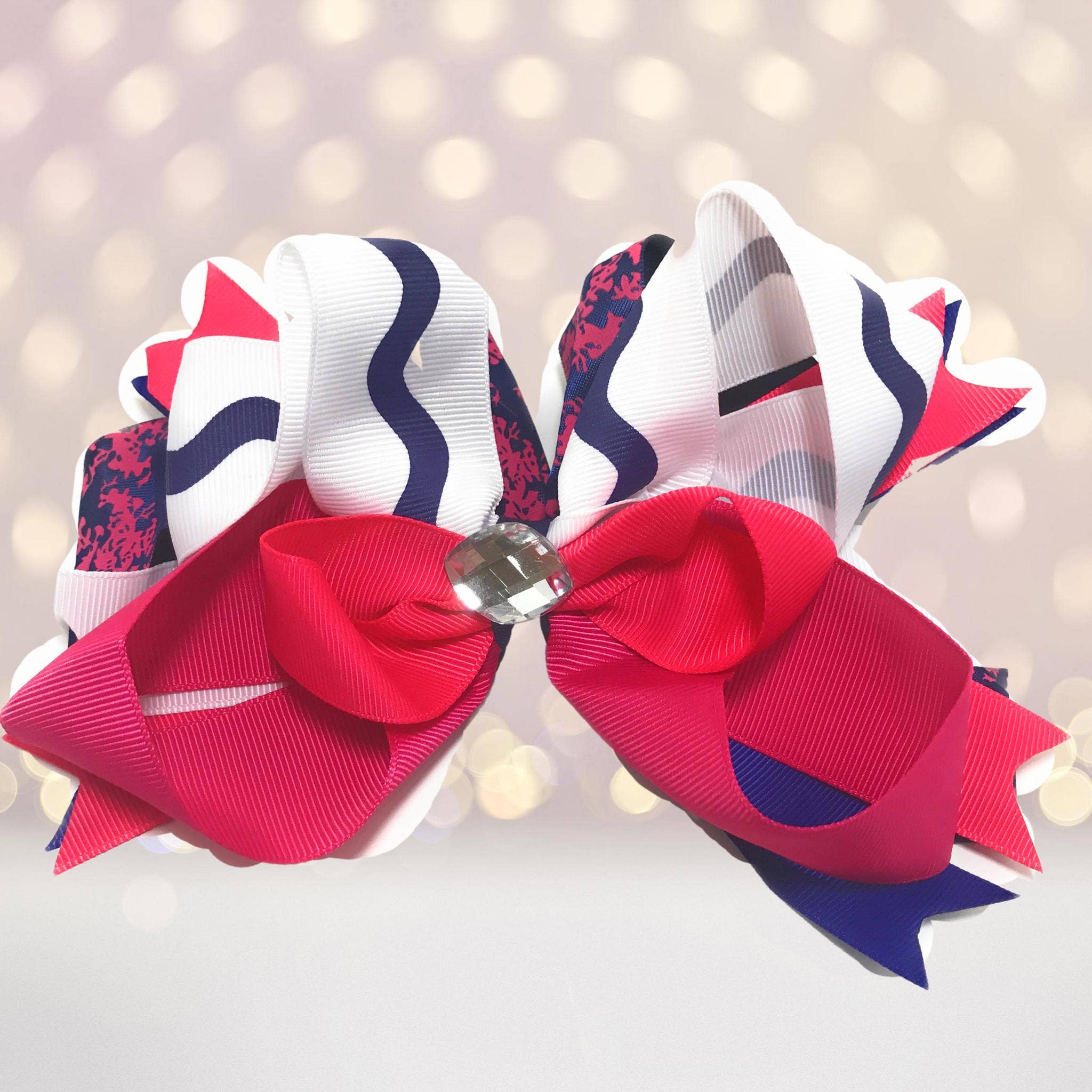 Chicky Chicky Bling Bling - Wholesale Hair bow – Kids - Jumbo Boutique Hair Bow with Bling Stone10