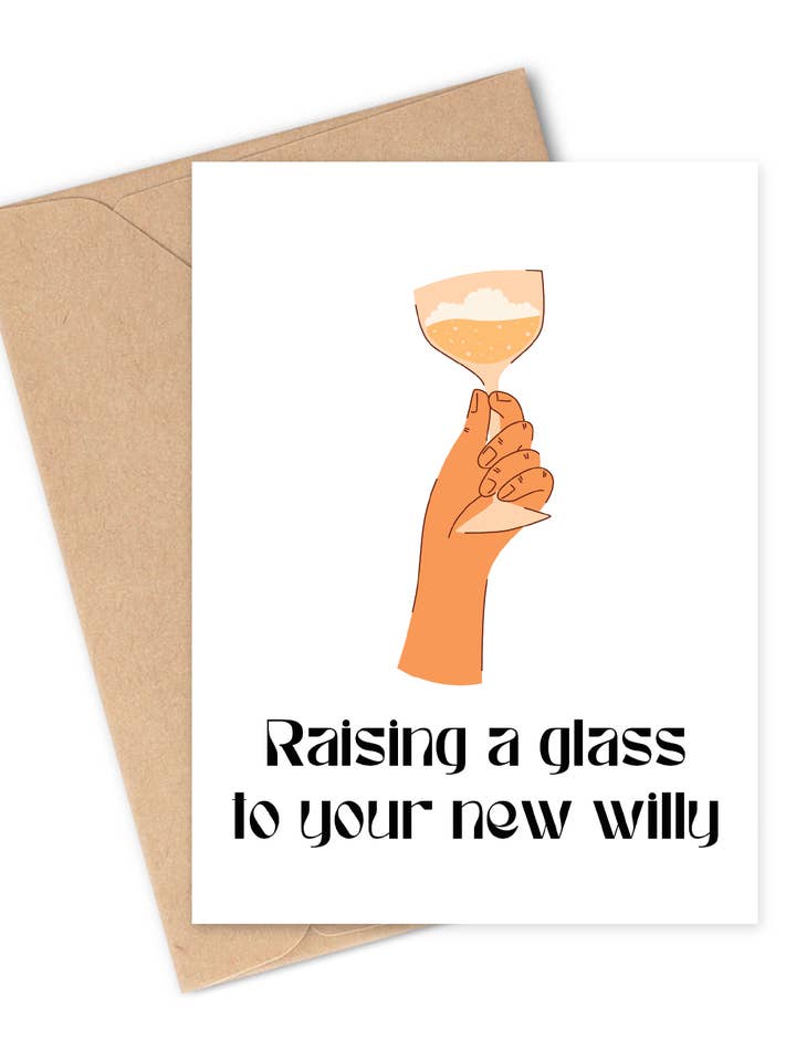 LEVANTANDO UM COPO AO NOVO WILLY Cartão de Felicitações por atacado de Two Brides Presents