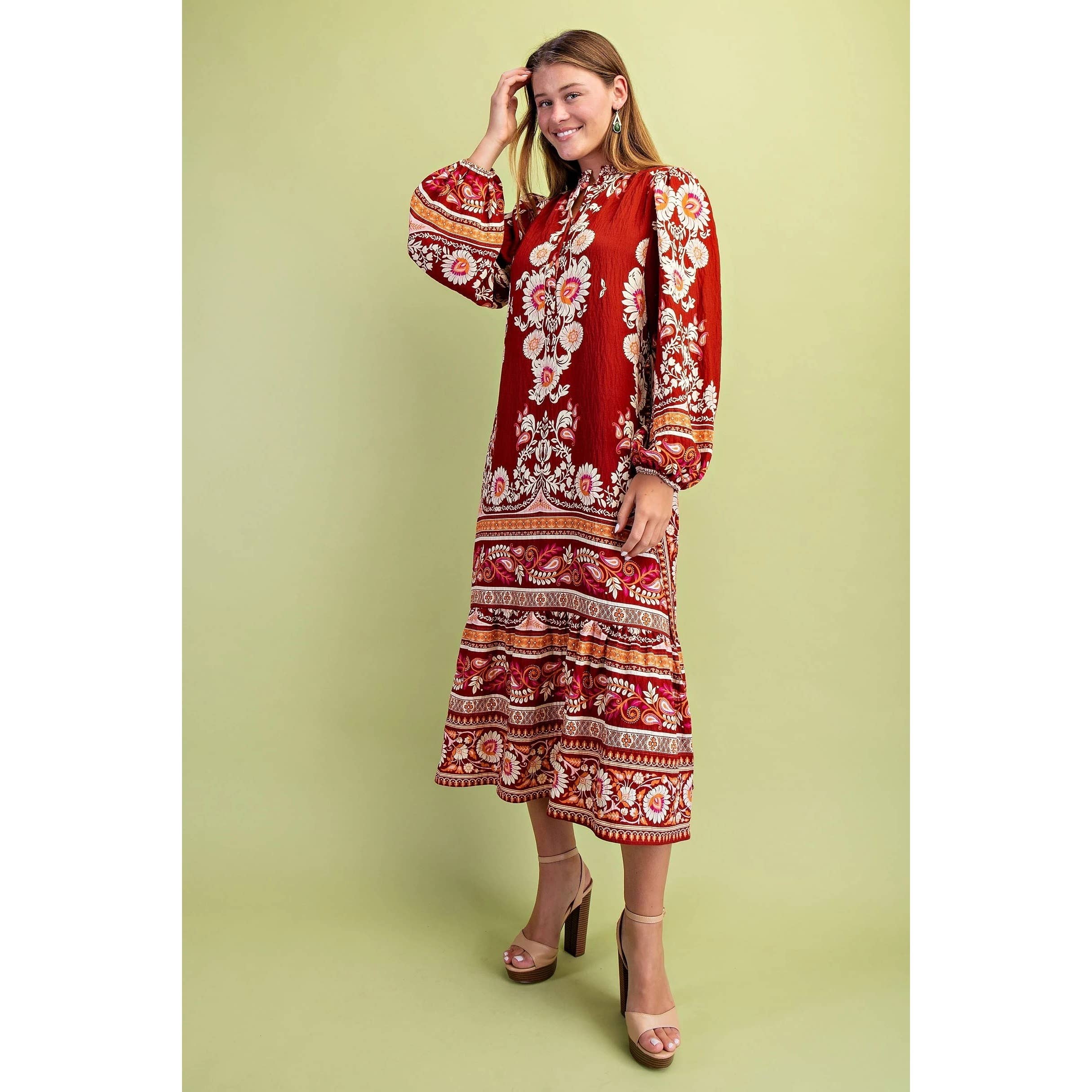 STYLE USA - Wholesale Dress - Women's - Floral Print Midi Dress14