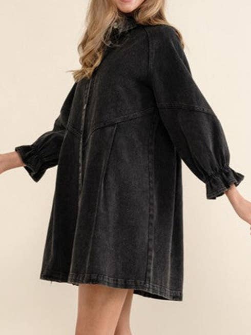 alberalkirk - Wholesale Dress - Women's - Lantern Sleeve Denim Dress Women Multiple Colors N5A1174