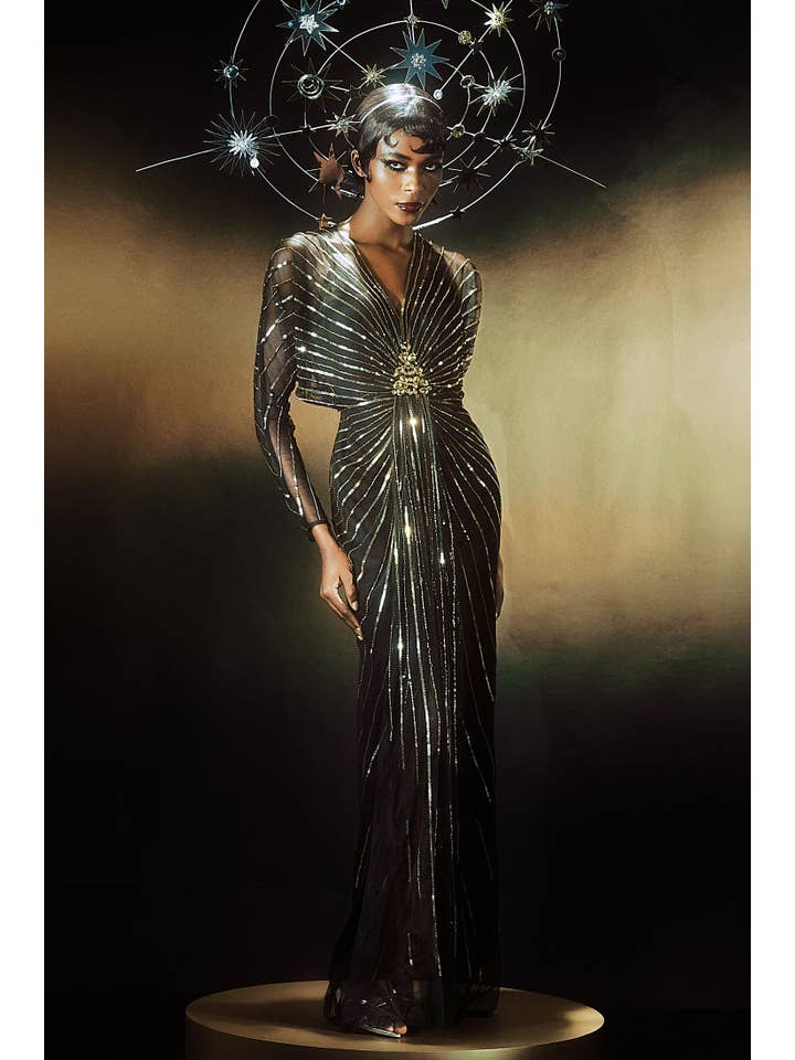 BABEYOND - Vente Robe de soirée – femme - Robe de soirée grande taille Zouzou ornée de cristaux3