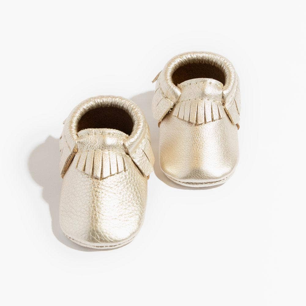 Freshly Picked - Wholesale Crib Shoes - Baby - Platinum Moccasin Baby Shoe0