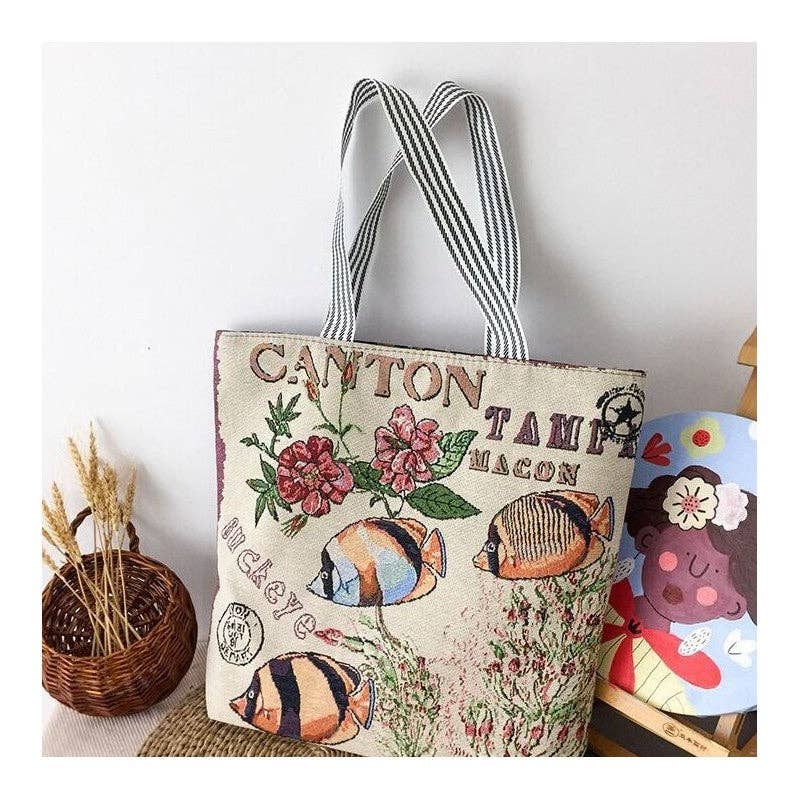 UZ Wholesale Store – Engroshandel Tote bag - Dame – Stilfuld rummelig blomstret lærredstaske3