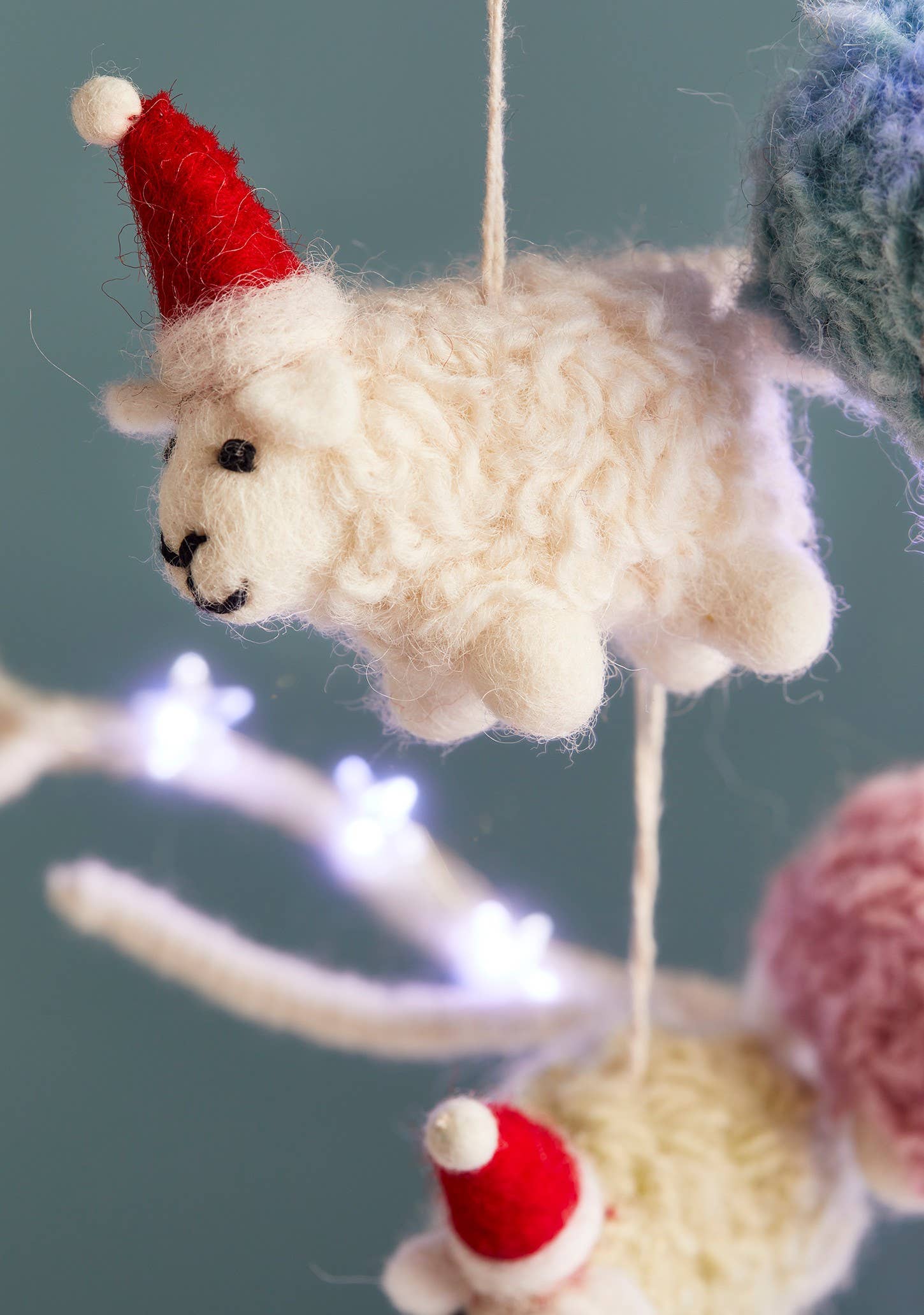 Namaste - Wholesale Christmas Decoration - Woolly Felt Sheep in Santa Hat2