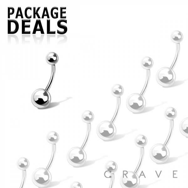 50 PEÇAS DE BARRA DE BOLA LISA PARA OMBIGO EM AÇO CIRÚRGICO 316L por atacado de CRAVE