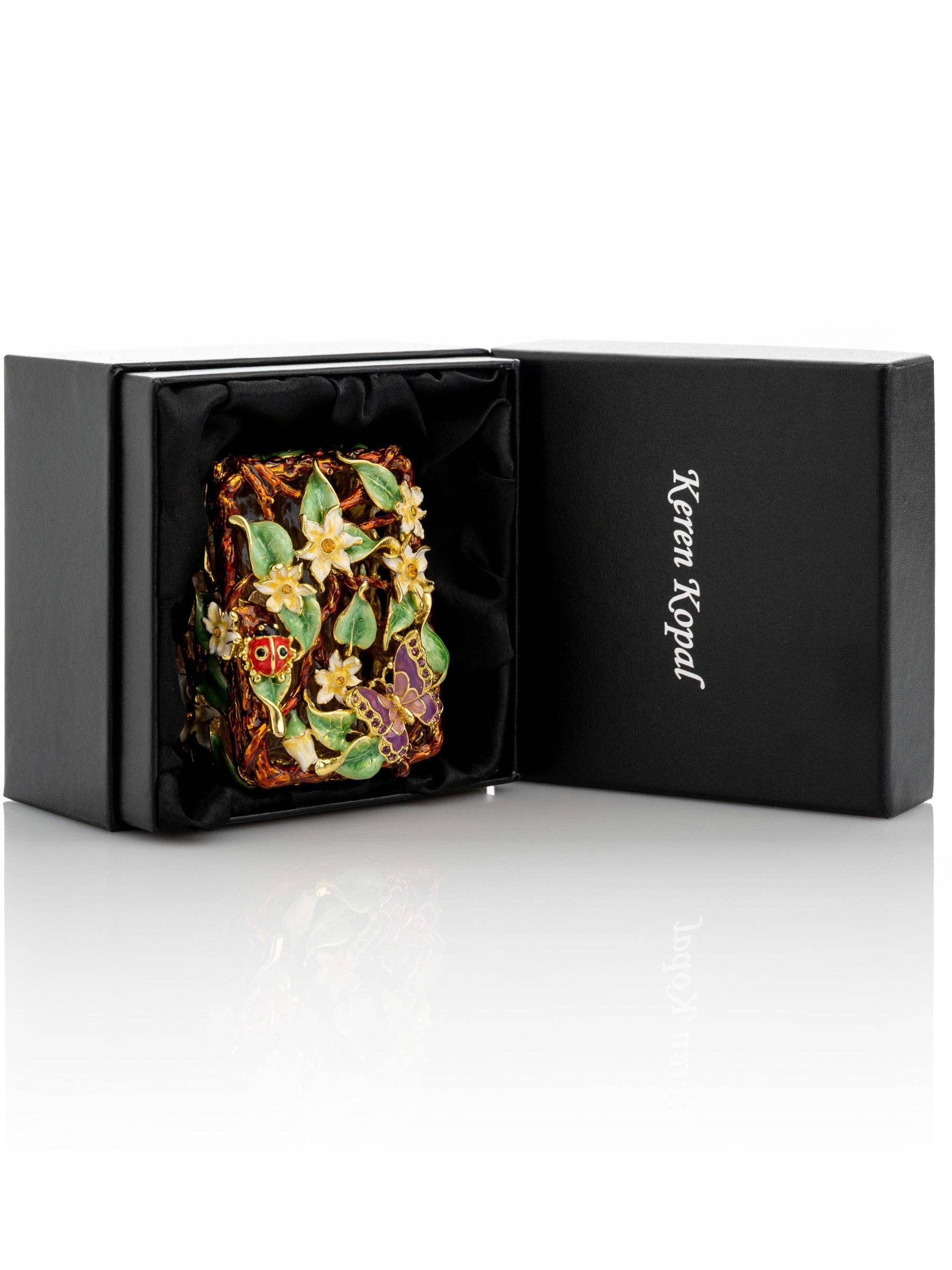 Keren Kopal - Wholesale Jewelry Box/Organizer - Decorated Flowers Trinket Box10