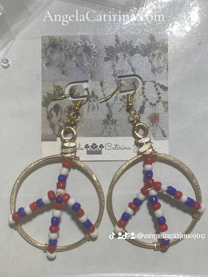 Medium Peace Sign Earrings for wholesale by Angela Catirina Jones
