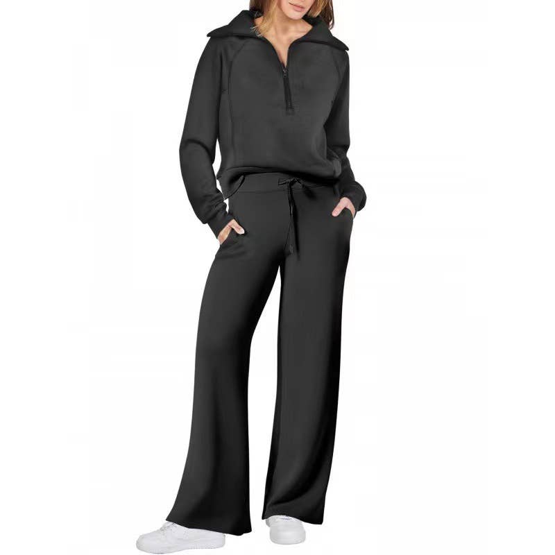 Rosa Clothing - Wholesale Top & Pant Set (NOT Loungewear) - Women's - Oversized Half zip Sweatshirt & Pants 2 Piece Tracksuit0