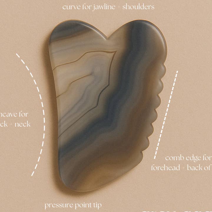 Black and Jane - Wholesale Gua Sha Tool - Ethical Brazilian Agate Crystal Gua Sha Facial Tool 0