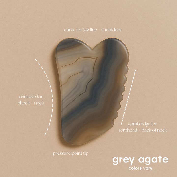Black and Jane - Wholesale Gua Sha Tool - Ethical Brazilian Agate Crystal Gua Sha Facial Tool