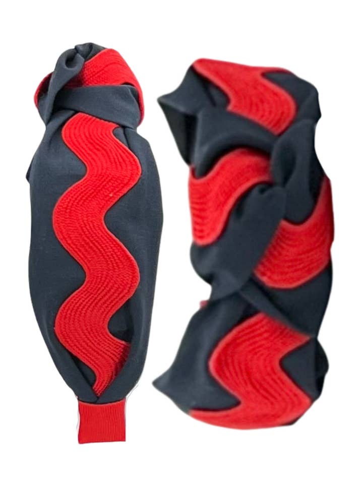 Red Ric Rac on Navy for wholesale by Pretty Happies