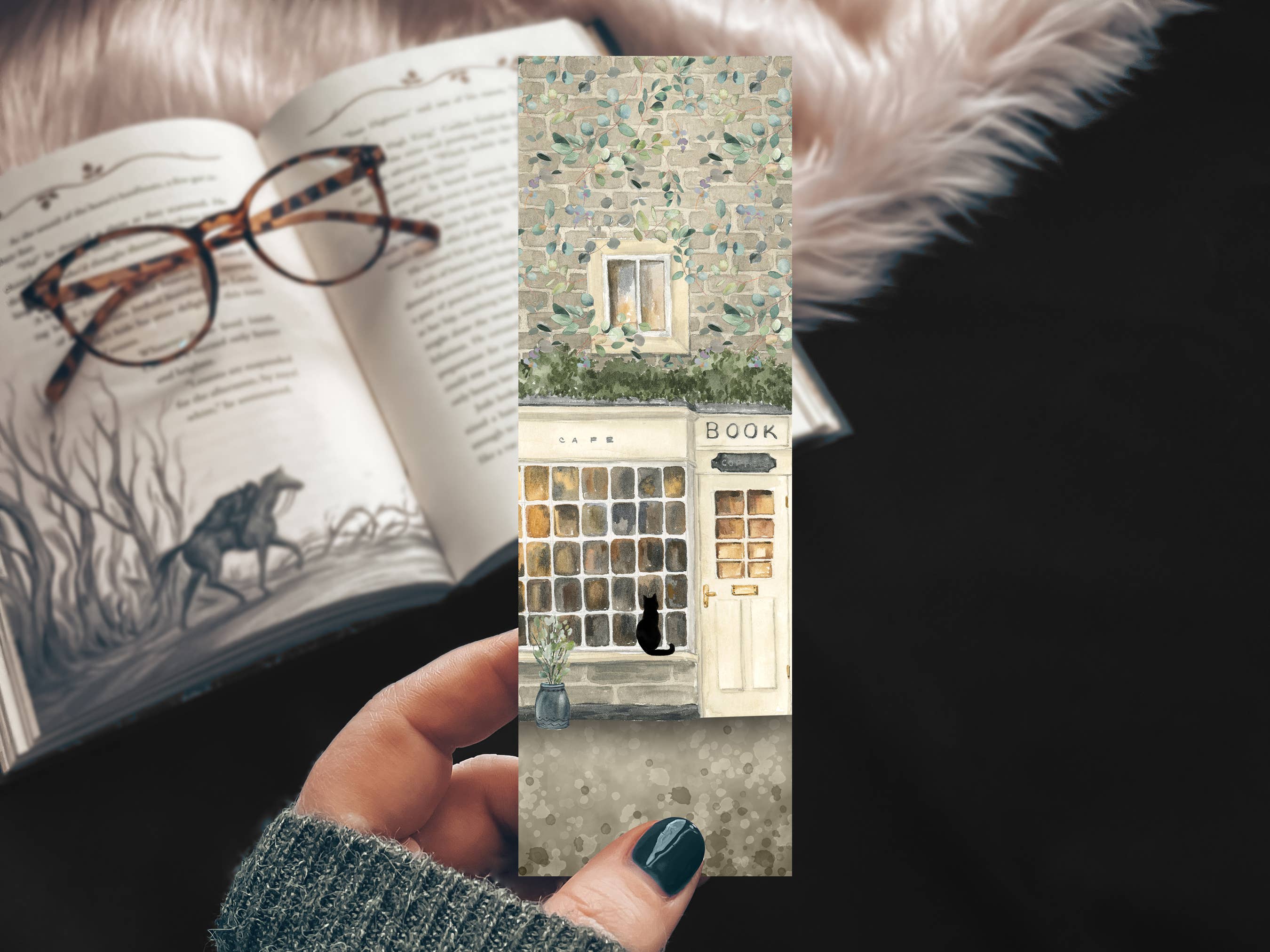 Mirkwood Scribes - Wholesale Bookmark - Book Shop Cat Watercolor Bookmark