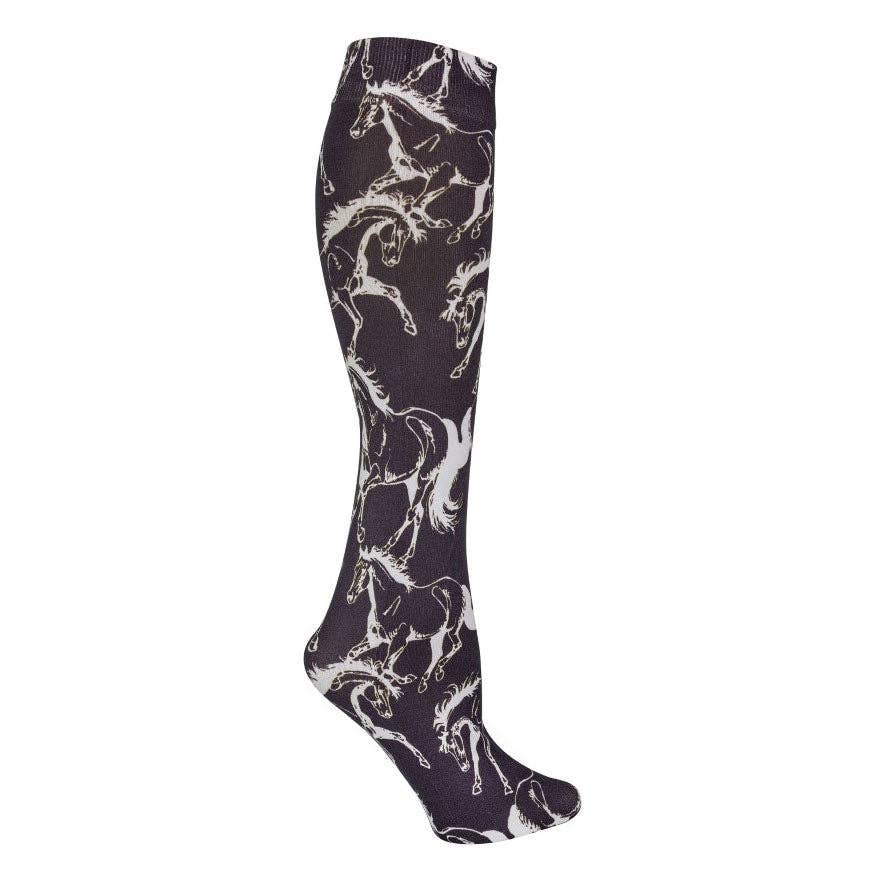 Black AWST Int'l Lila Linear Horse Socks for wholesale on Faire0