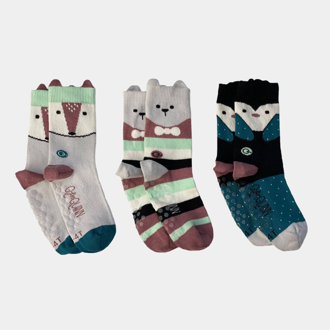 Q for Quinn - Wholesale Socks - Kids - Mixed Patterns Kids Socks (3 pairs) – 98% Organic Cotton0
