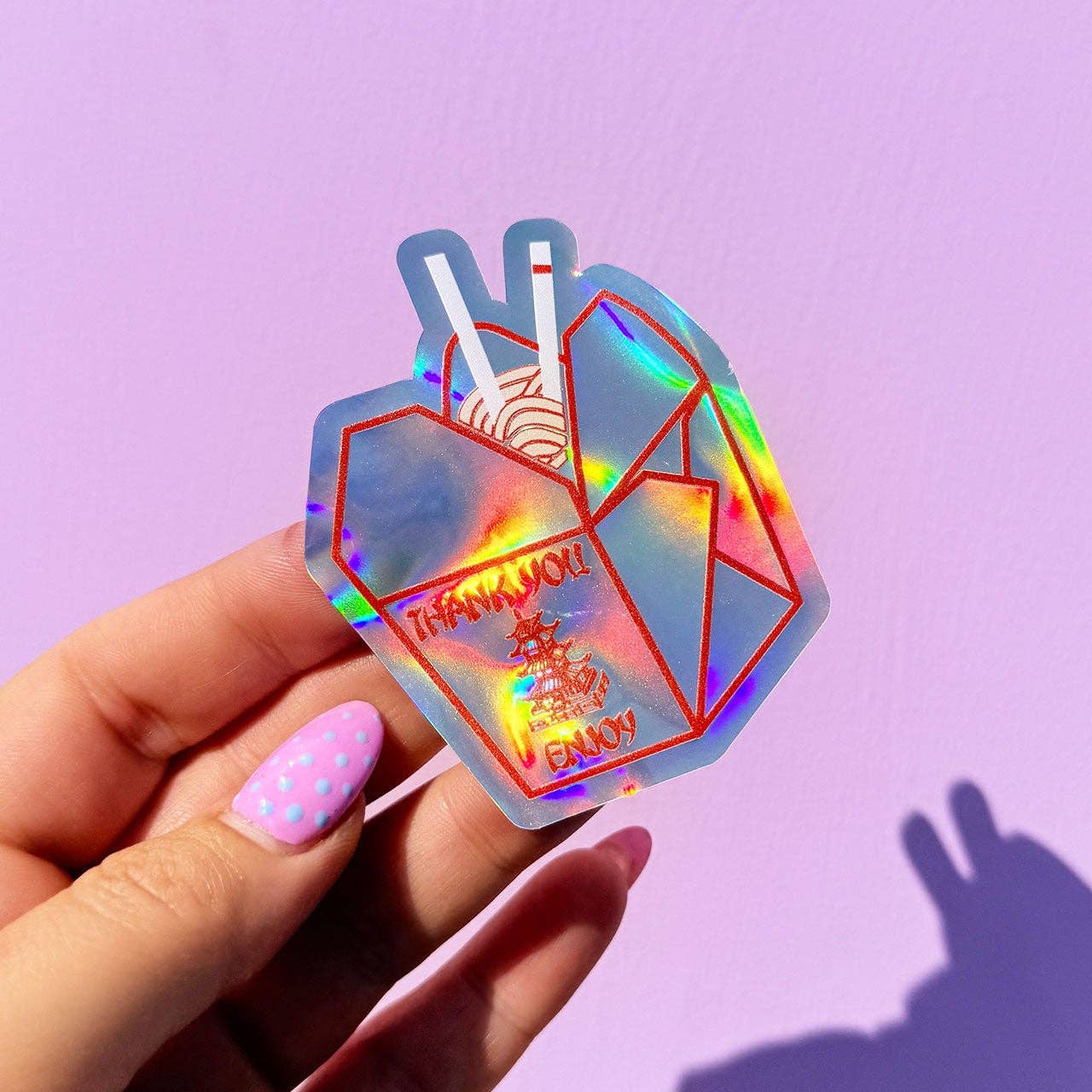 Printed Weird – wholesale Sticker – Noodle Takeaway Box Holographic Sticker0