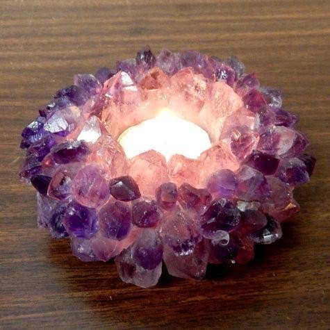 Rock Paradise - Vente Pierre et cristal de spiritualité - Bougeoir à pointe « A-Grade » en améthyste en cristal