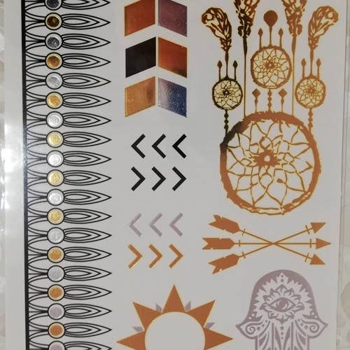 Temporary tattoos with gold and silver reflections - Model 1 for wholesale by HTB