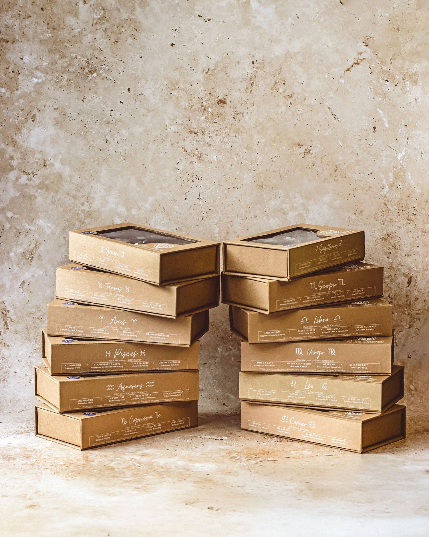 Mindful Living Co. - Wholesale Spiritual Stone/Crystal - Zodiac Crystal & Bracelet Gift Set 12