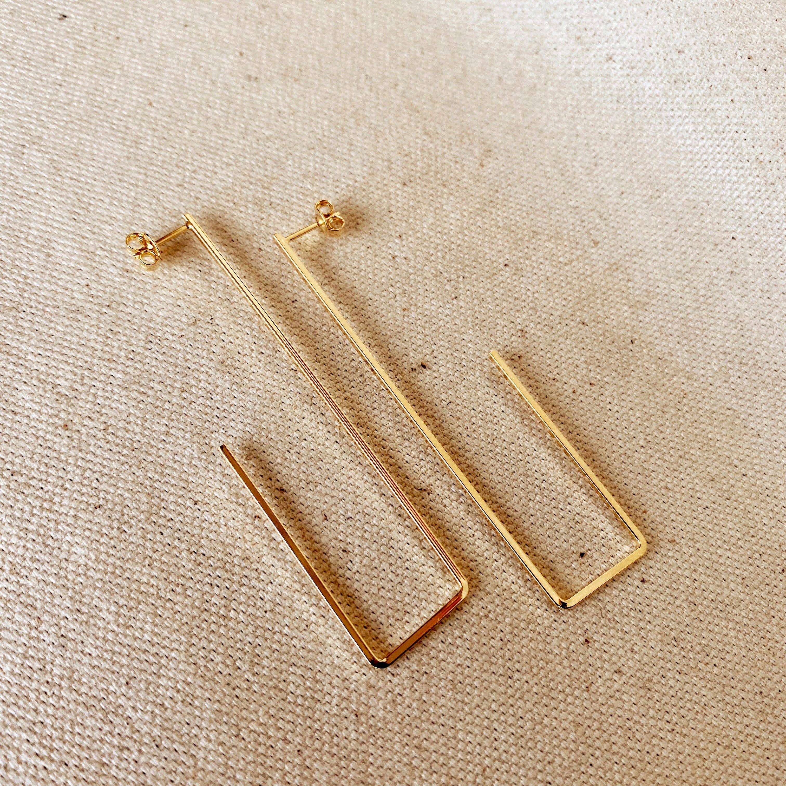 GoldFi - Wholesale Dangle Earrings - 18k Gold Filled Rectangle Shaped Earrings2
