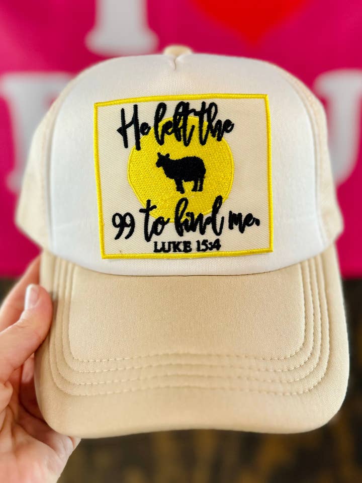 Boné Trucker de Espuma com Remendo Bordado "Ele Deixou os 99 Para Me Encontrar" por atacado de Gospel Gear Co