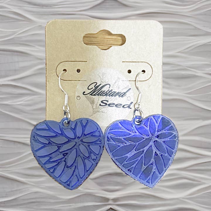 Royal Blue Heart Earrings for wholesale by Mustard Seed Acquisitions