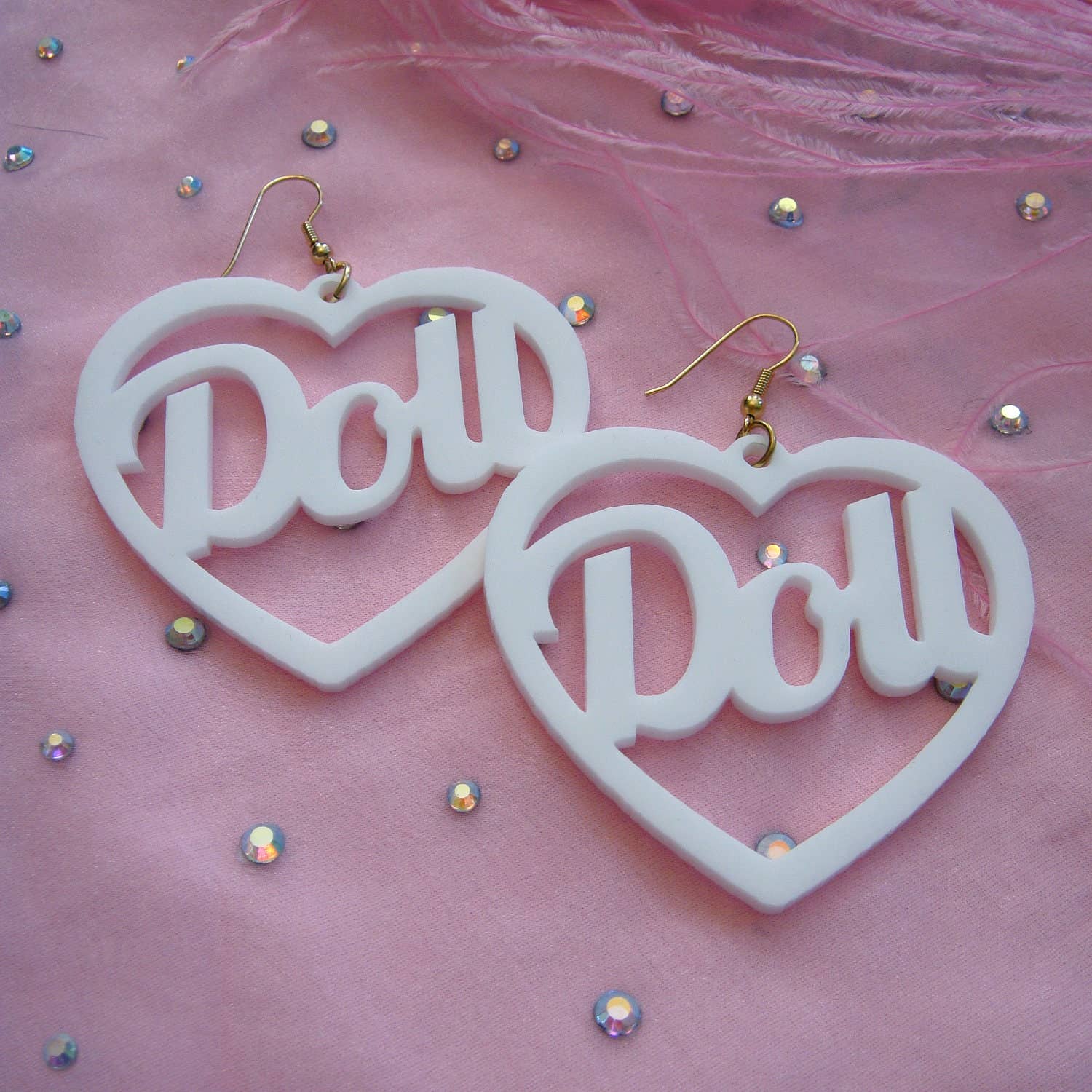 I'm Your Present - Wholesale Dangle Earrings - Black, White Or Candy Pink Acrylic Doll Earrings2