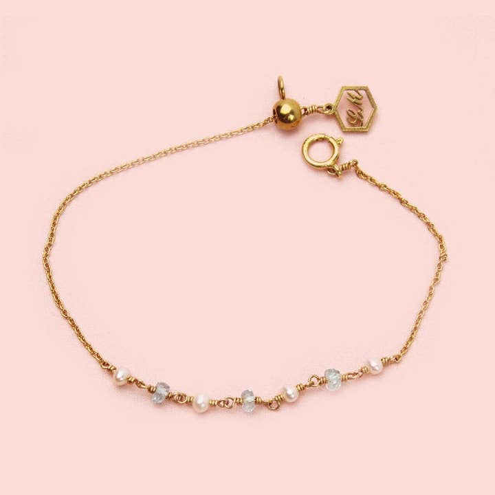 Perle+Blå Topaz Armbånd for engroshandel hos LA MENO