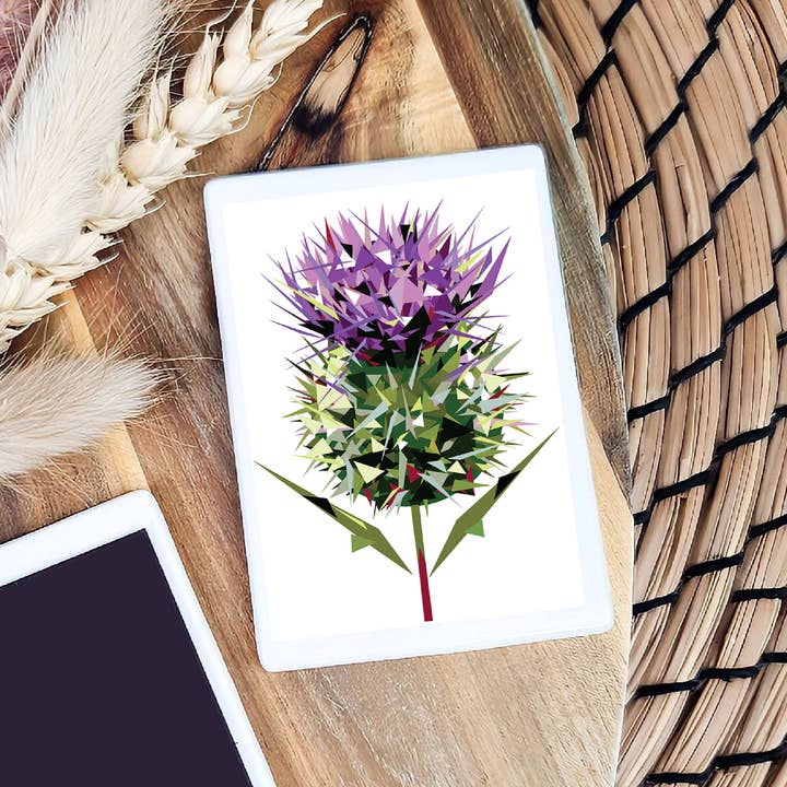 Illustration de chardon lancéolé | Aimant de réfrigérateur en céramique | Écosse pour la vente par Louise Jennifer Design