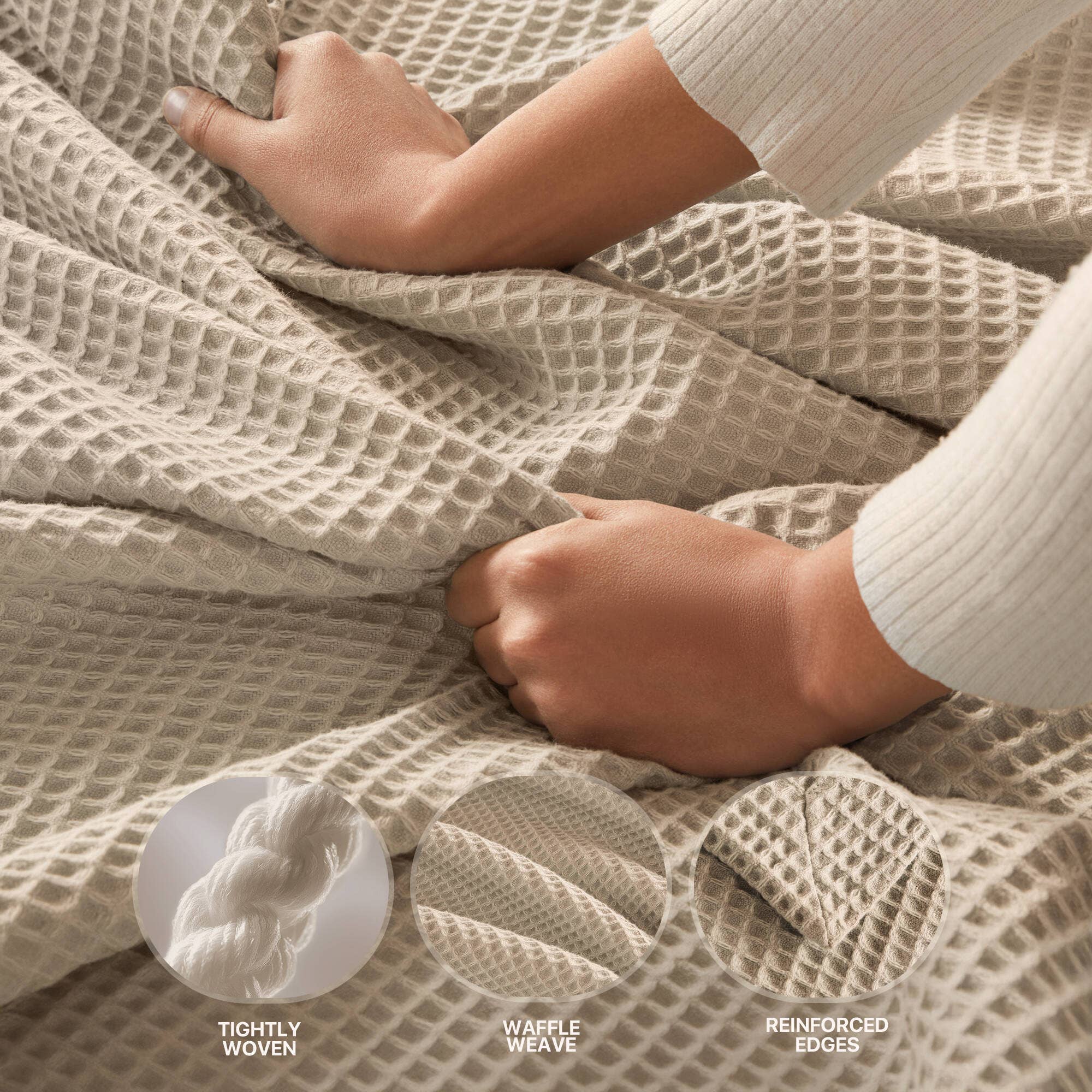 Olliix - Wholesale Bedding Blanket - Waffle Weave Cotton Bedding Blanket, Khaki7