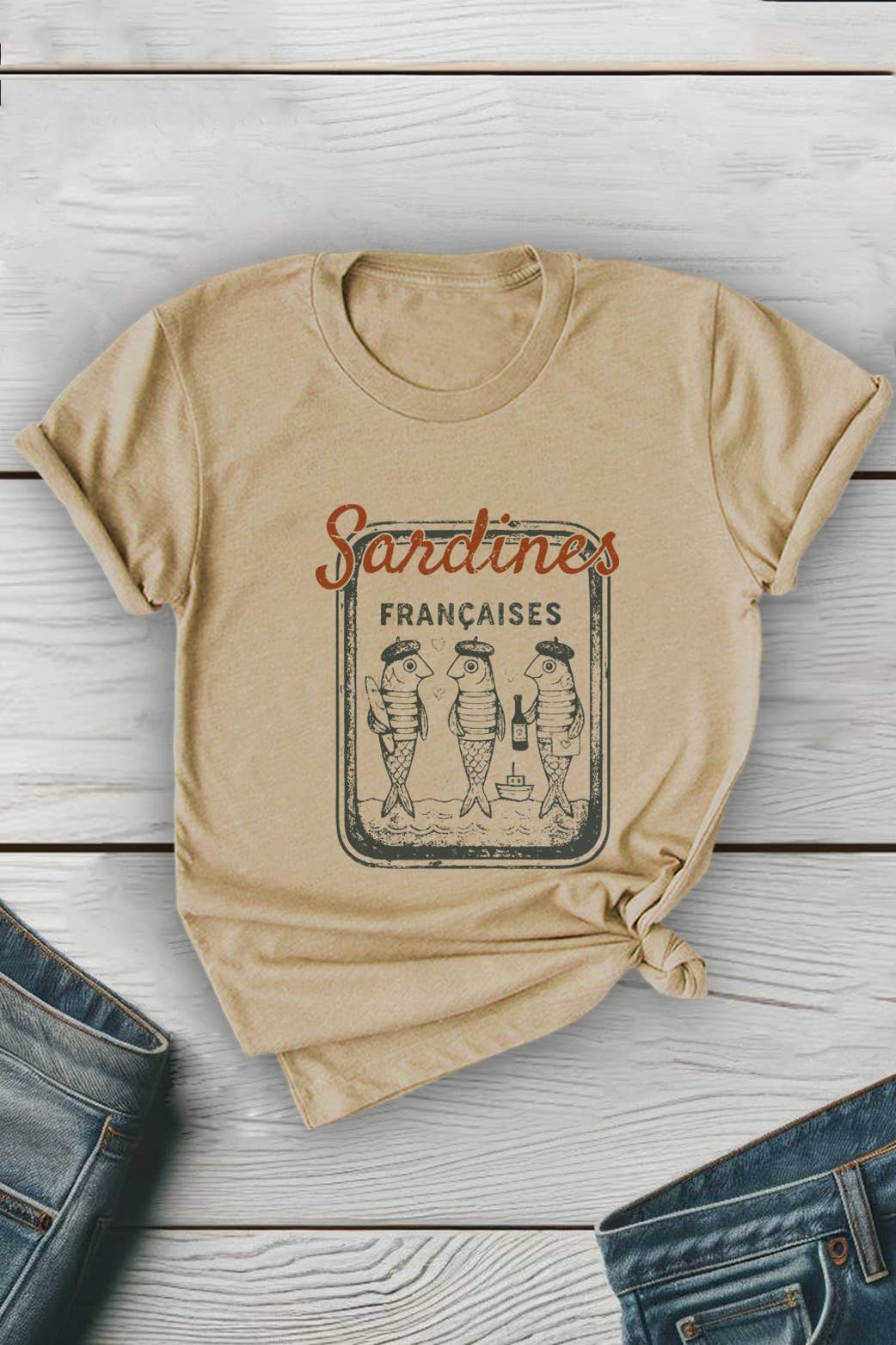 Top Avenue – wholesale T-shirt (graphic) – unisex – French Sardines Unisex Round Neck Tee6