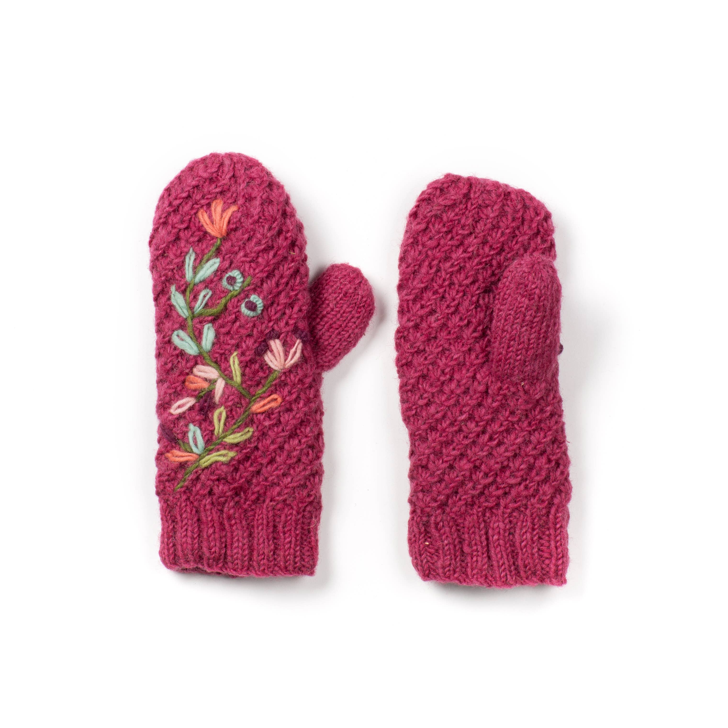 Lost Horizons Knitwear – Ships from USA - Wholesale Mittens - Women's - Naomi Embroidered Wool Hand Knit Mittens0