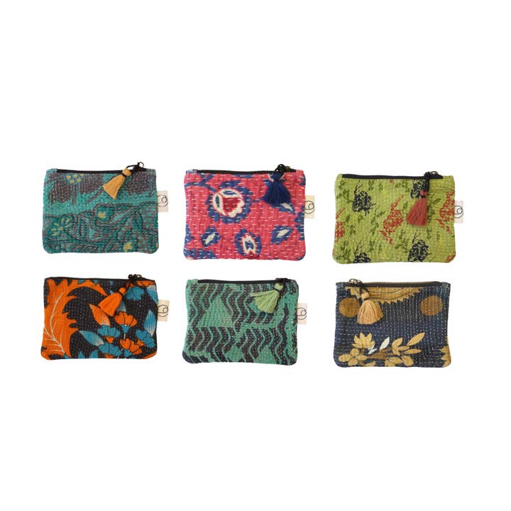 Set of 6 Kantha Pouches No. 1 for wholesale by Claire Beaugrand