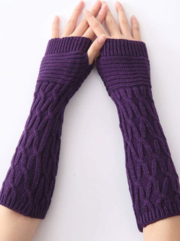 Solid Color Keep Warm Jacquard Knitted Sleevelet for wholesale by StyleGalX