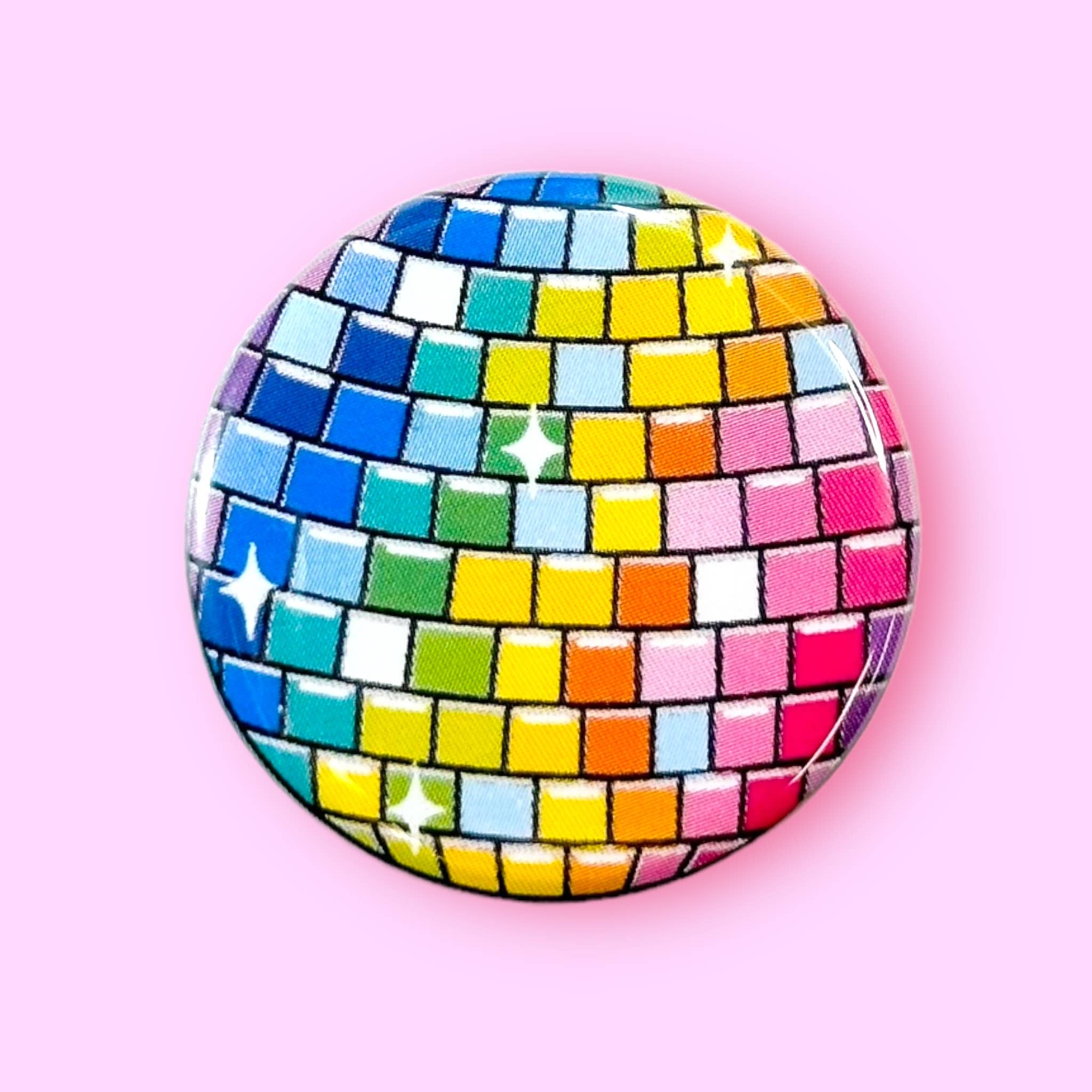 The Hissin' Kitten - Wholesale Lapel Pin/Button - Rainbow Disco Ball (Button or Magnet!)2